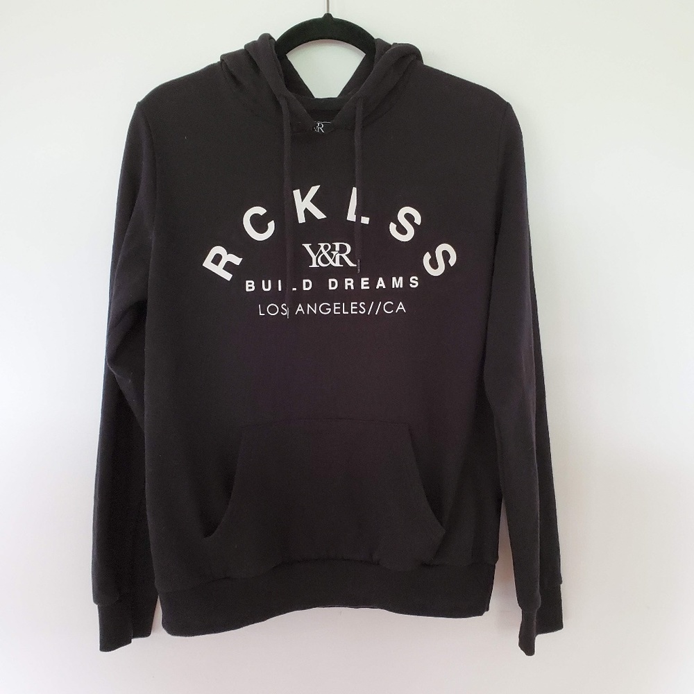 Young and reckless rcklss Reckless hoodie sweater pullover black white winter